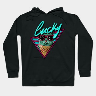 Lucky Vintage Cat - 1980s style Hoodie